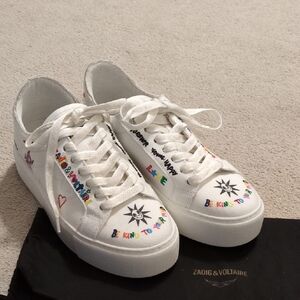Authentic Zadig & Voltaire White Sneakers with Colorful Accents
